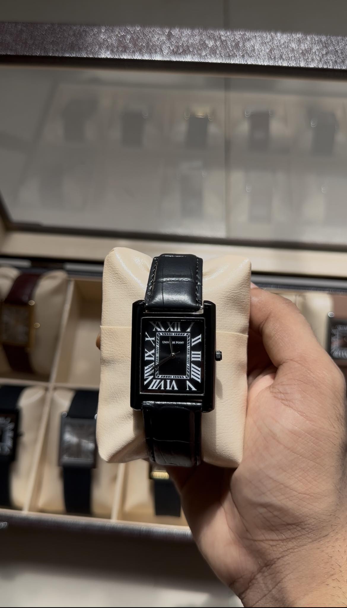 black dial and black leather belt - Luxury Tank Watch