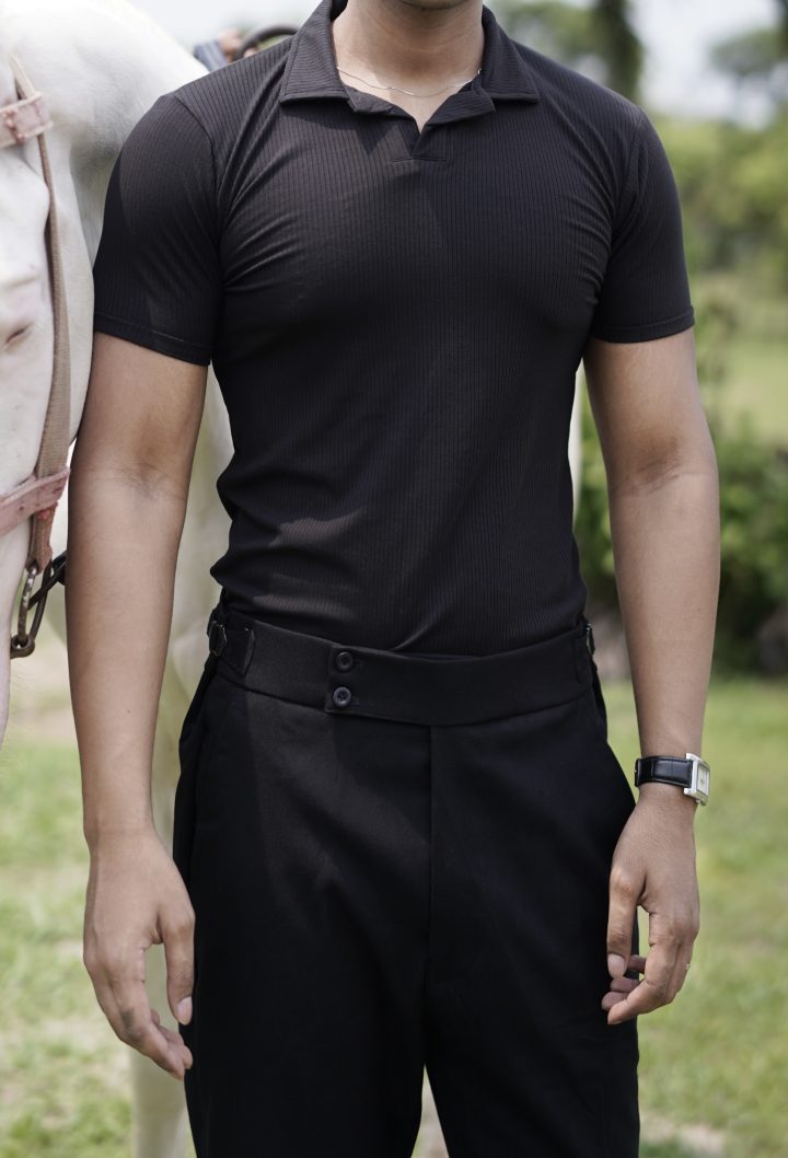 Black knit polo