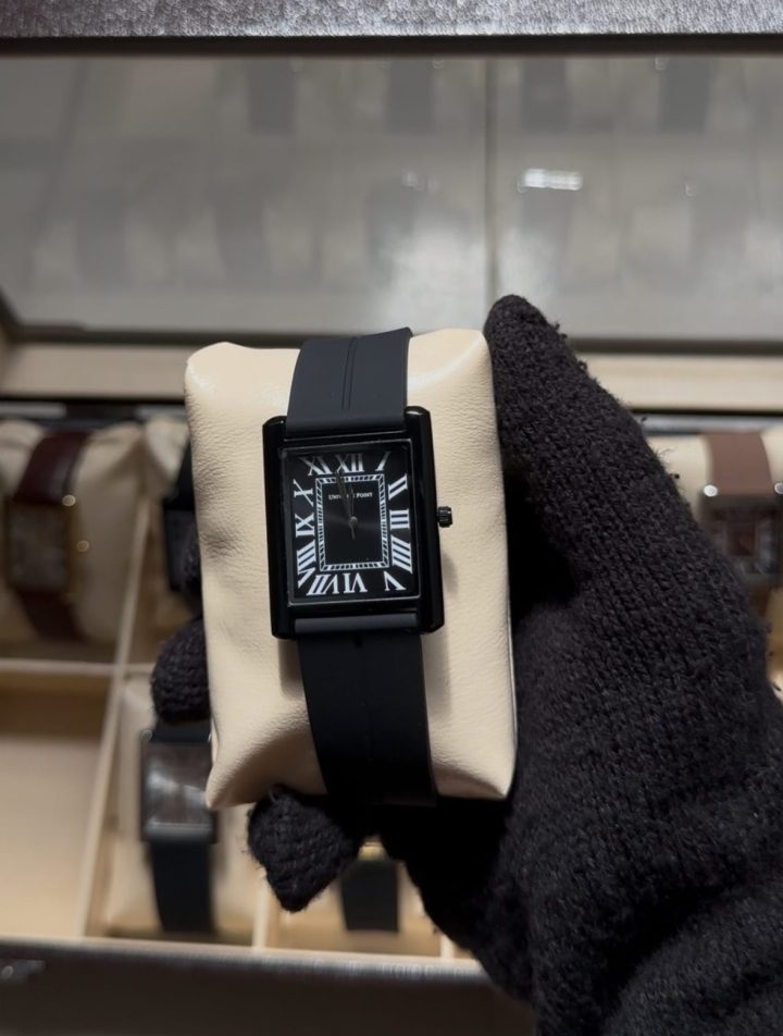 black dial and black silicon belt - Luxury Tank Watch