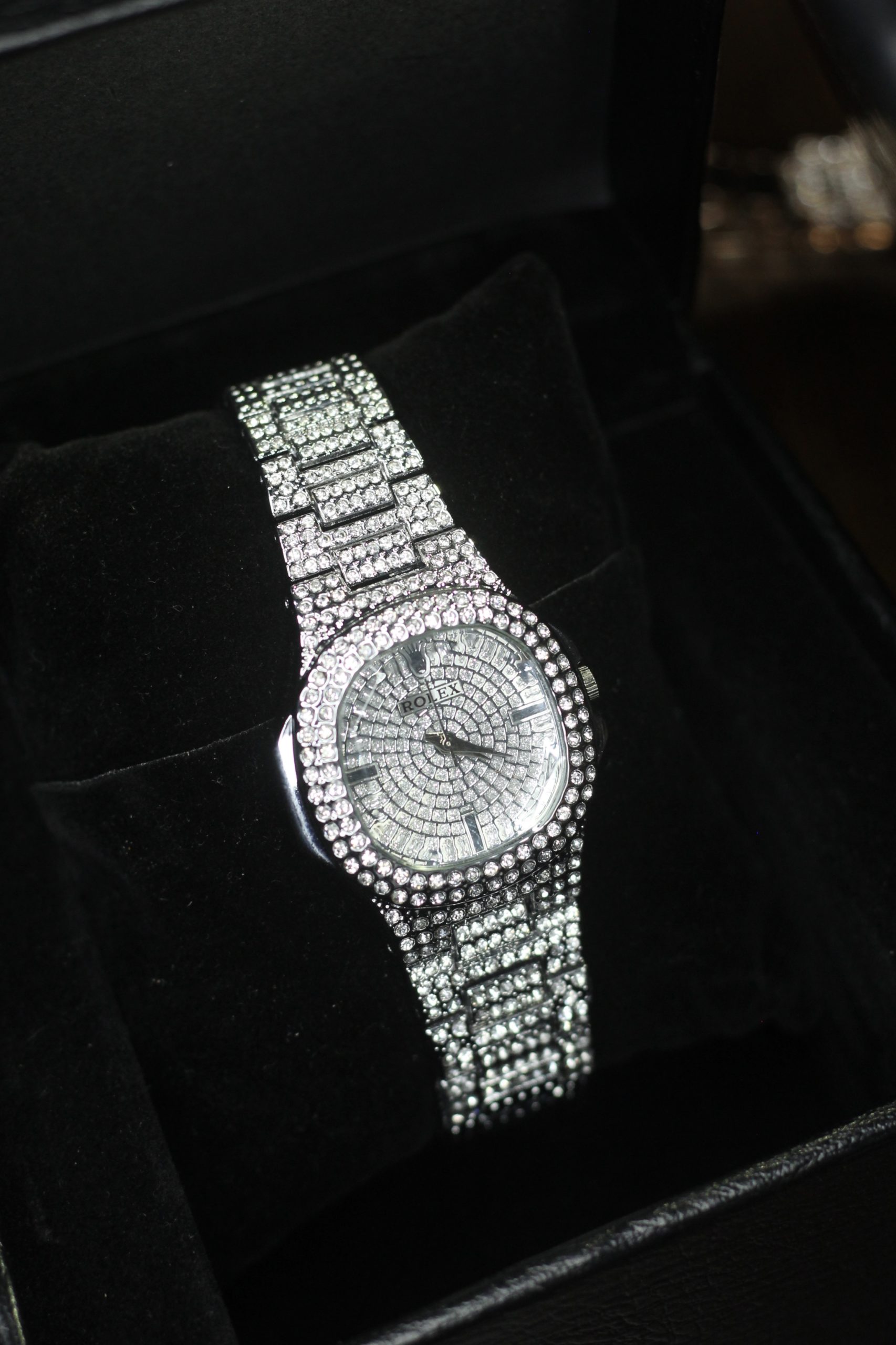 Rolex Silver Frost Diamond Stone Watch - Image 2