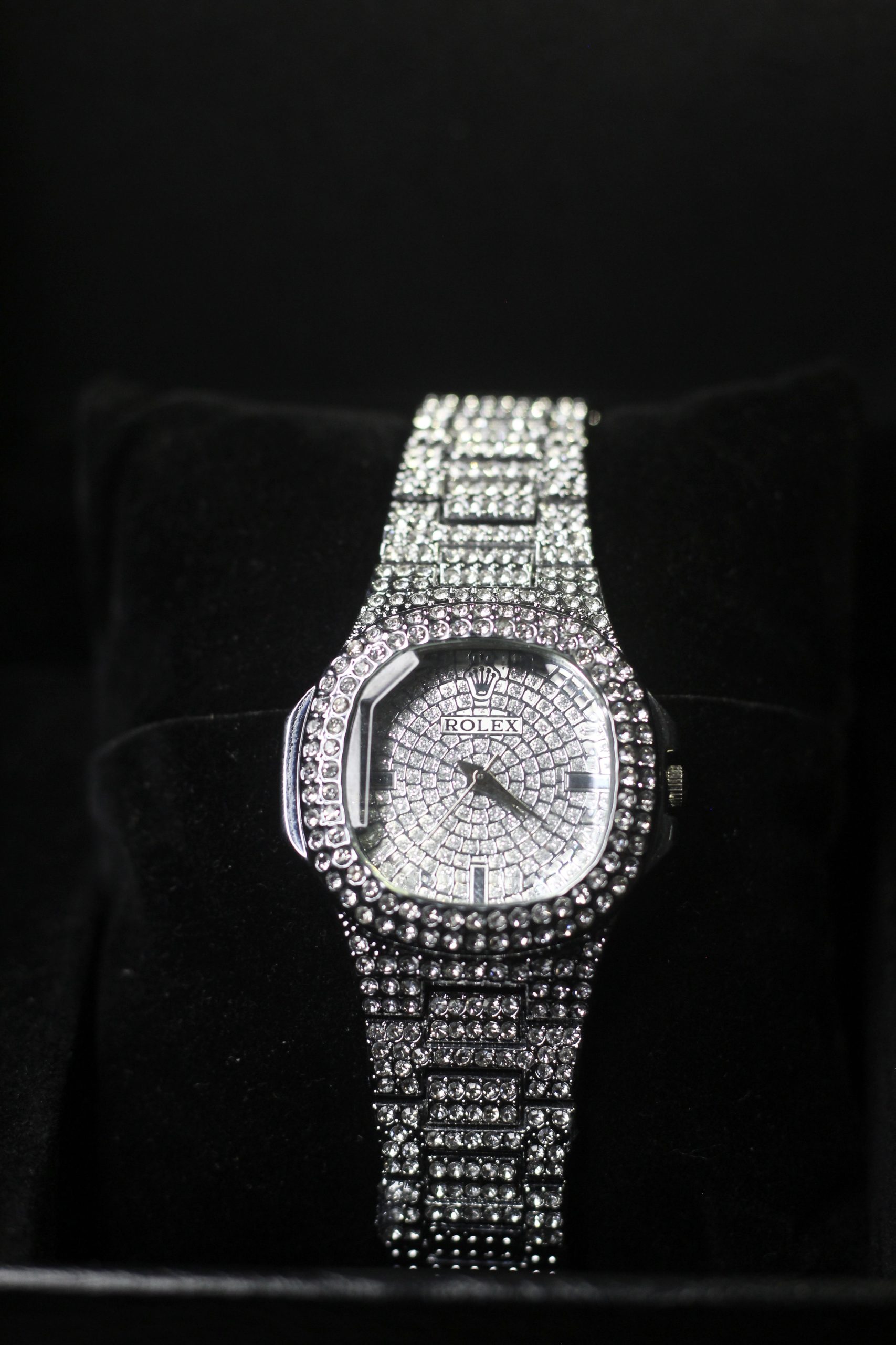 Rolex Silver Frost Diamond Stone Watch