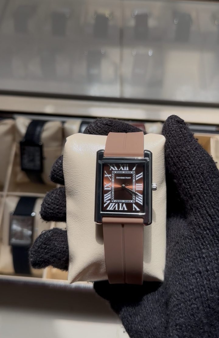 brown dial and brown silicon belt - Luxury Tank Watch