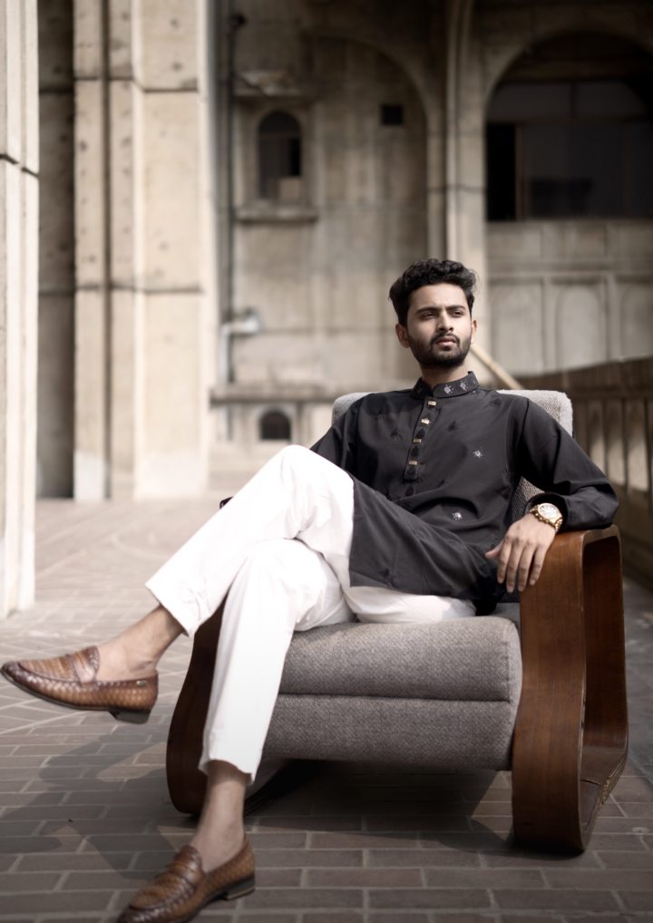 Black Punjabi All over embroidered - Image 2