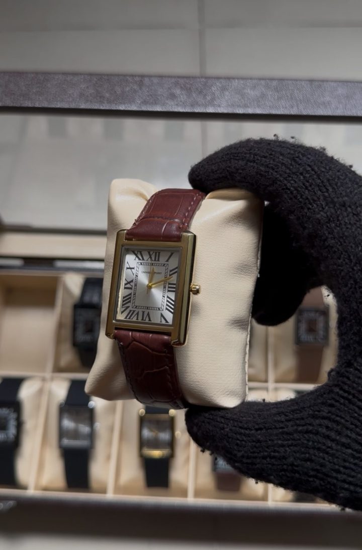 Golden dial brown leather belt - Image 2