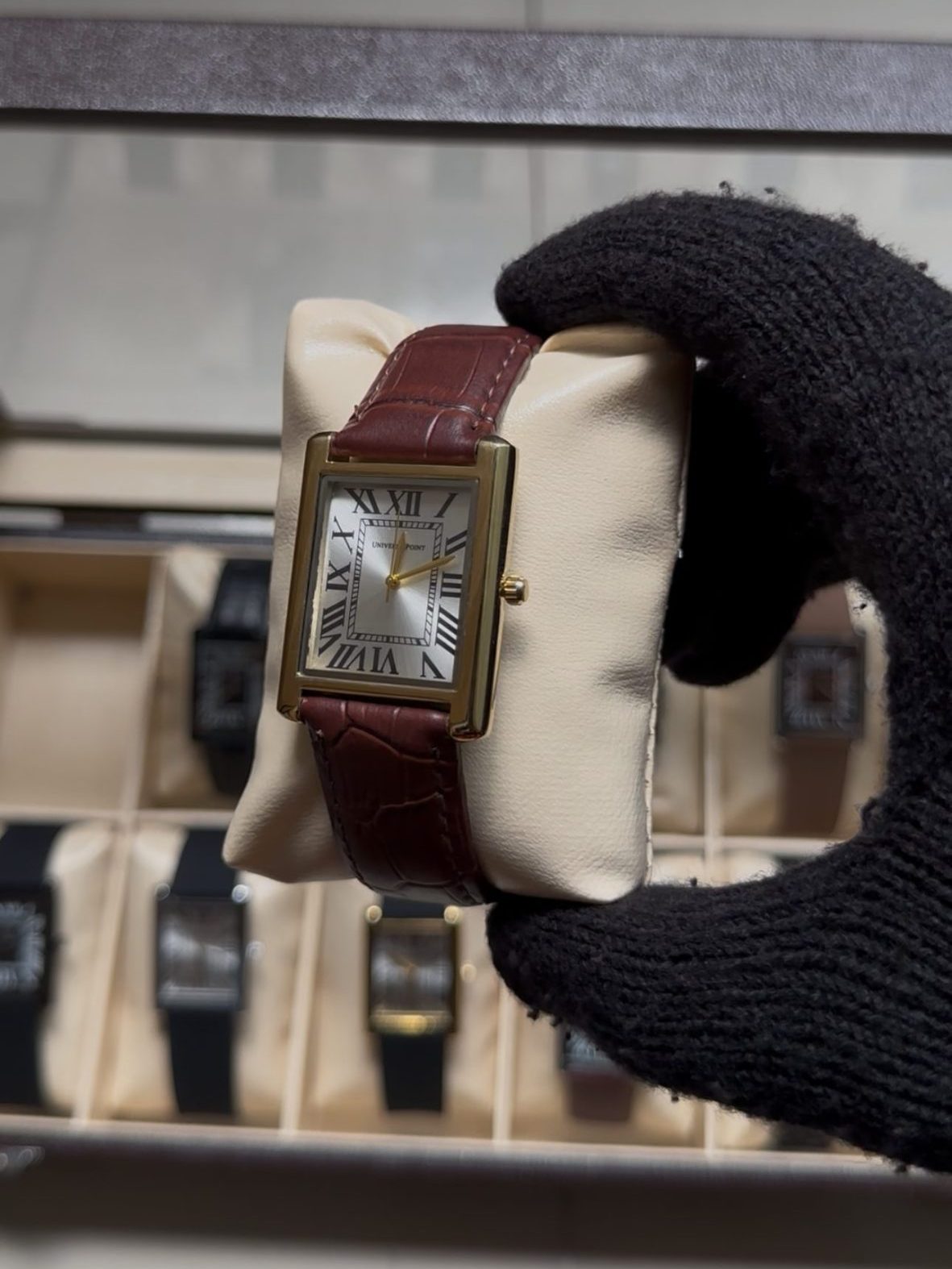 Golden dial brown leather belt - Image 3
