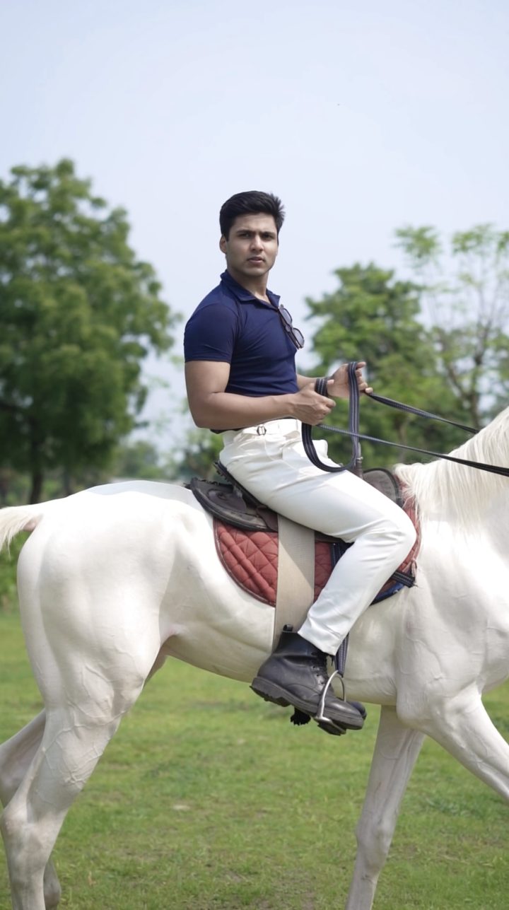 Navy blue and off white Gurkha pant combo