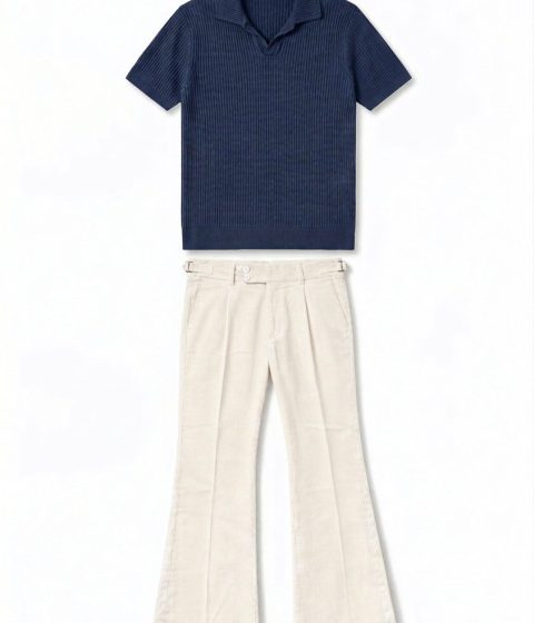 Navy blue and off white Bootcut Gurkha pant combo