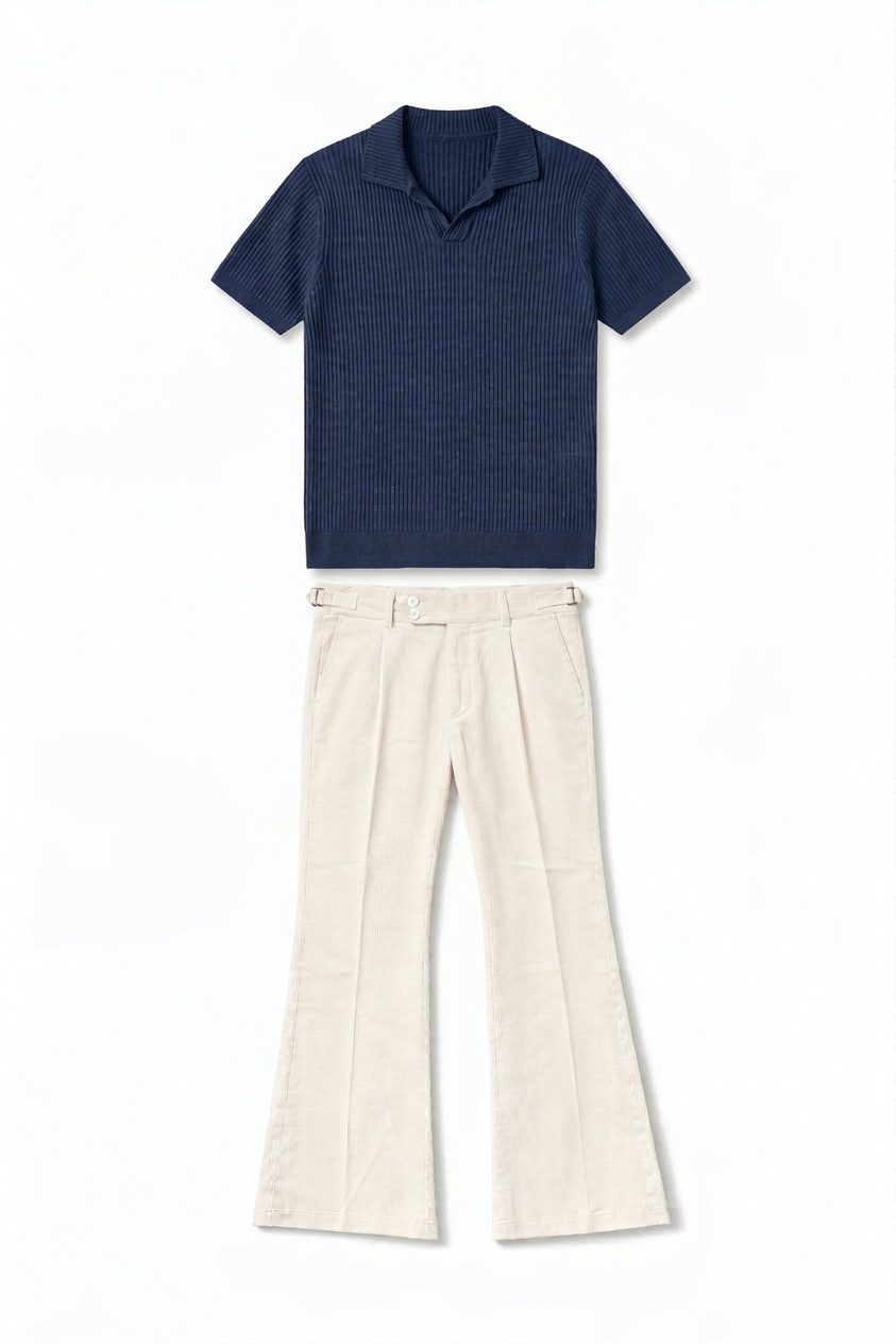 Navy blue and off white Bootcut Gurkha pant combo