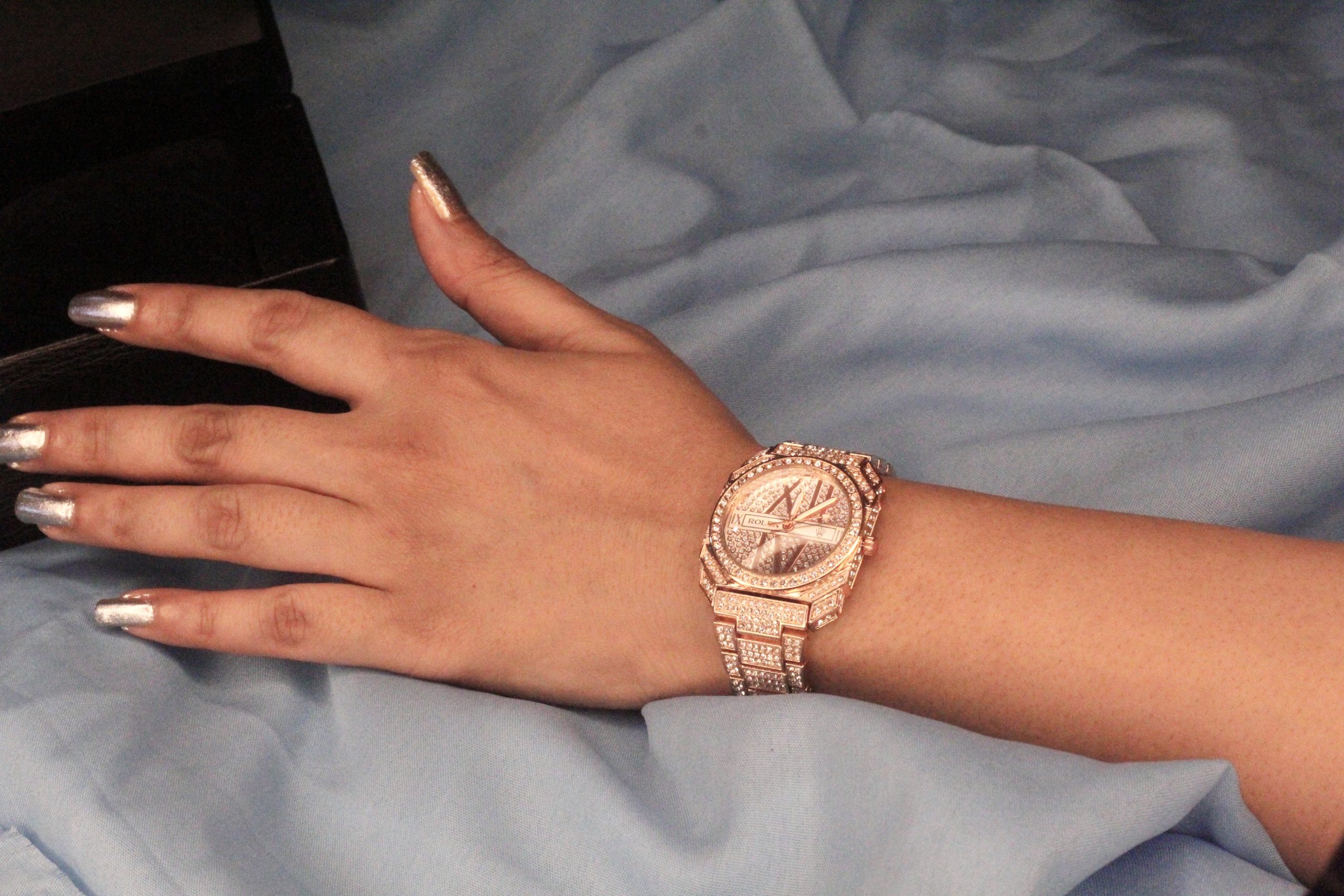 Rolex Rose Gold Blush Diamond Stone Watch - Image 3