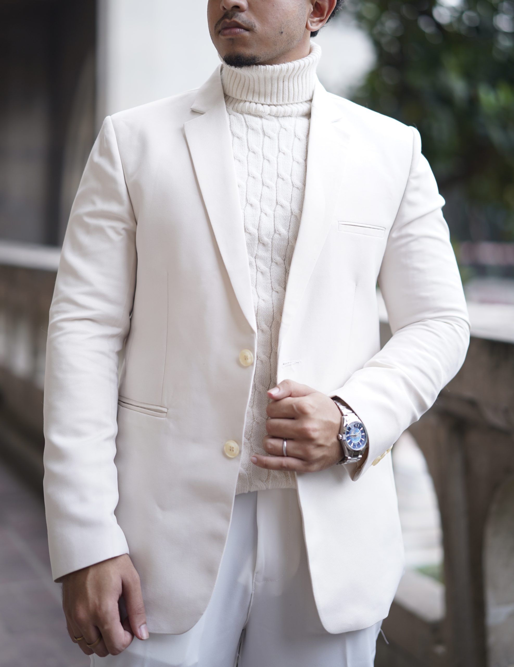 Off White Single Breasted Milan Blazer