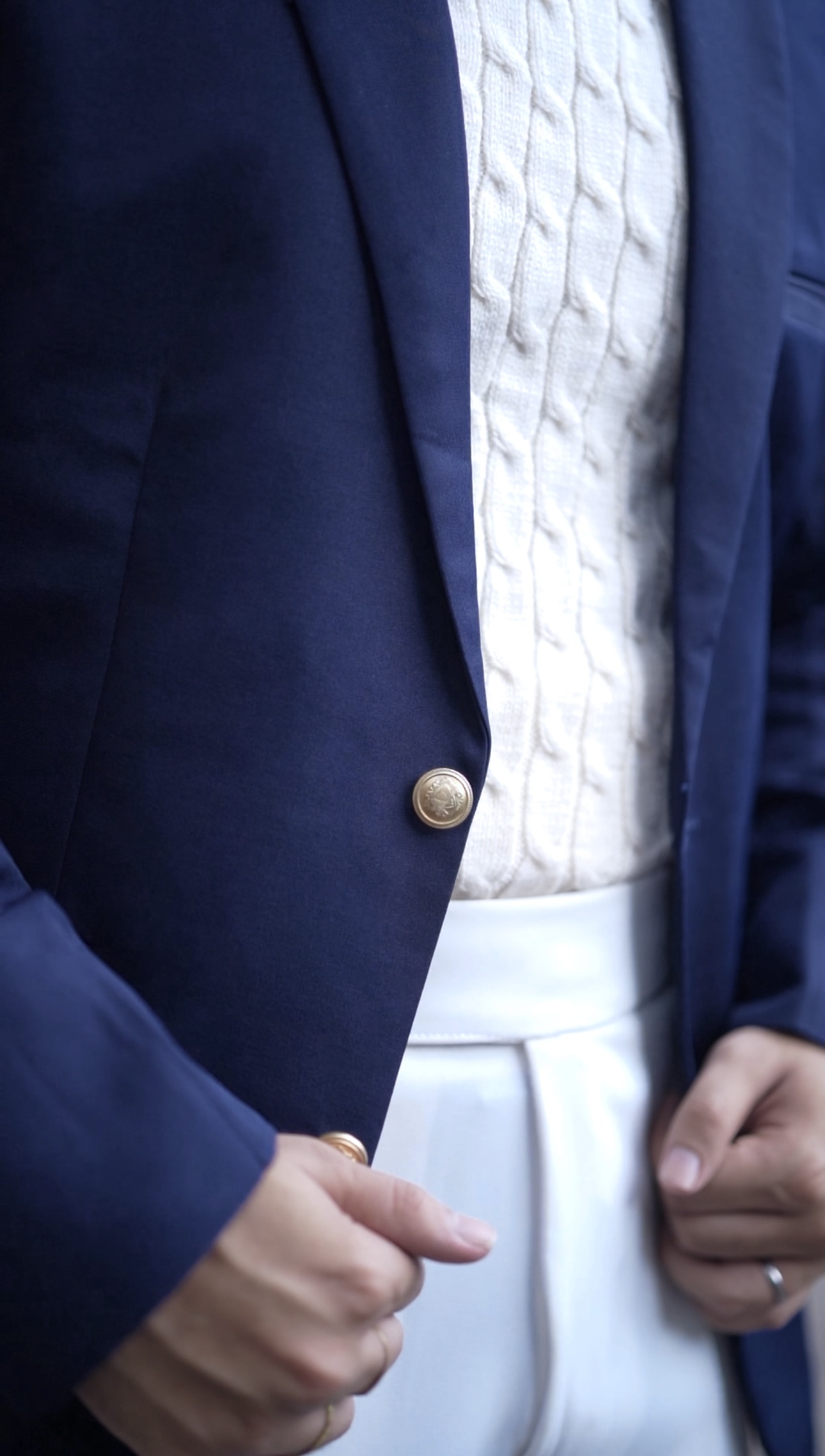 Luxury Navy Blue with Metal Shank golden  button  Single Breasted Blazer - Image 2