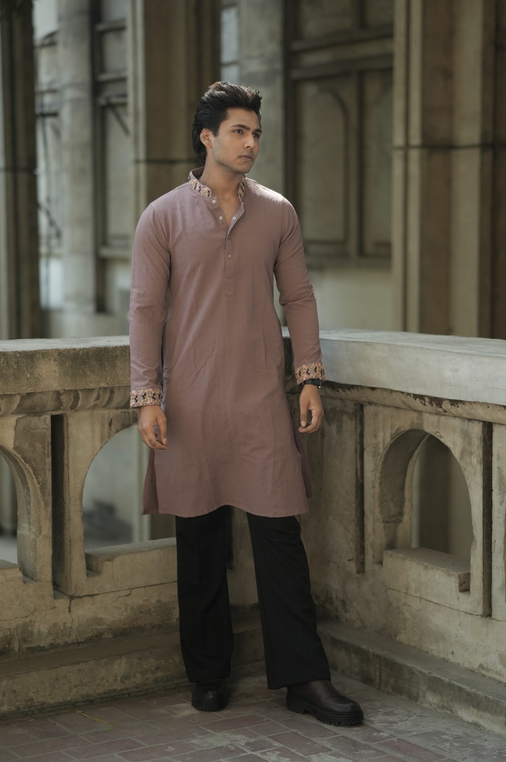 Mauve Zardosi Hand Embroidery Kurta