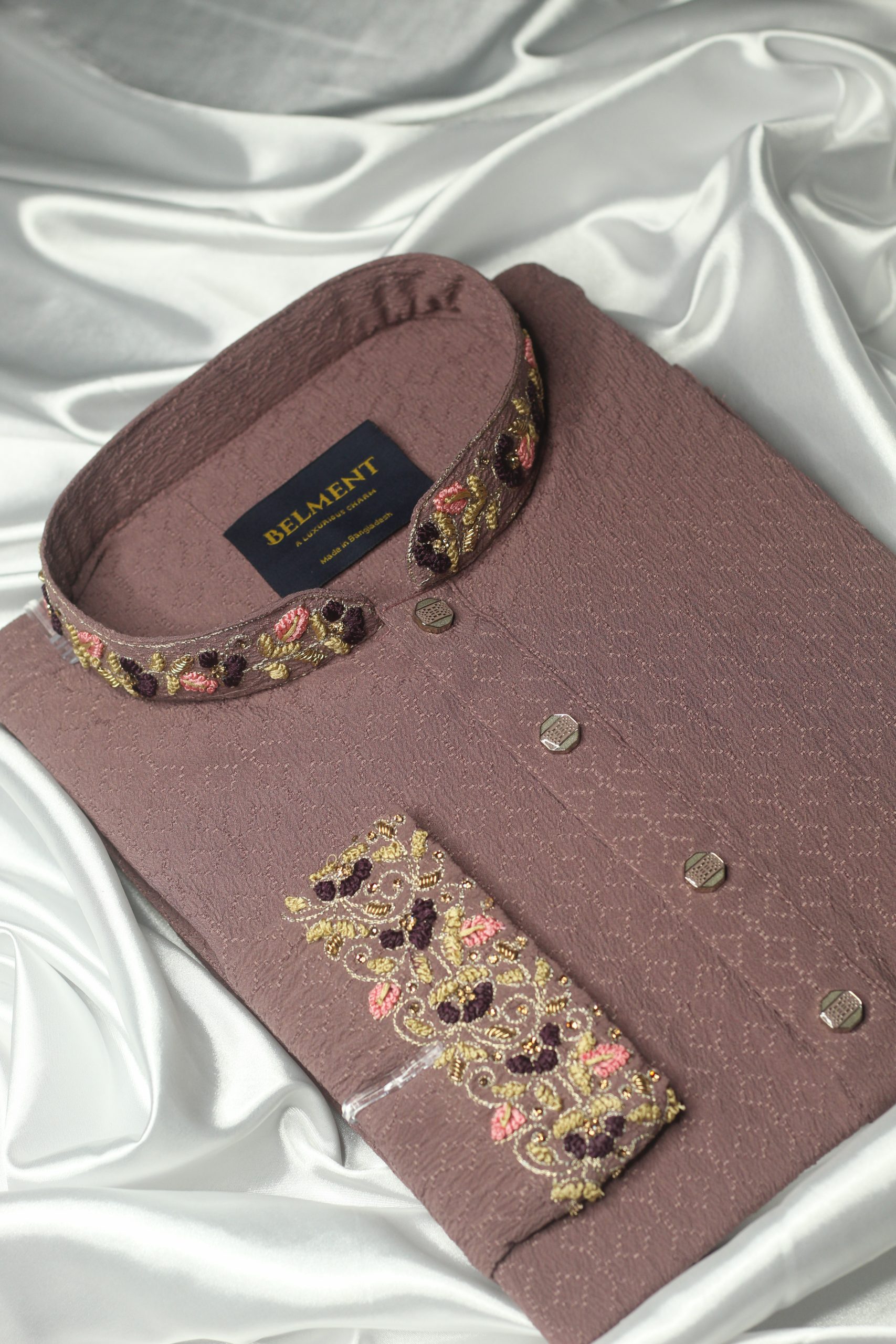 Mauve Zardosi Hand Embroidery Kurta - Image 4