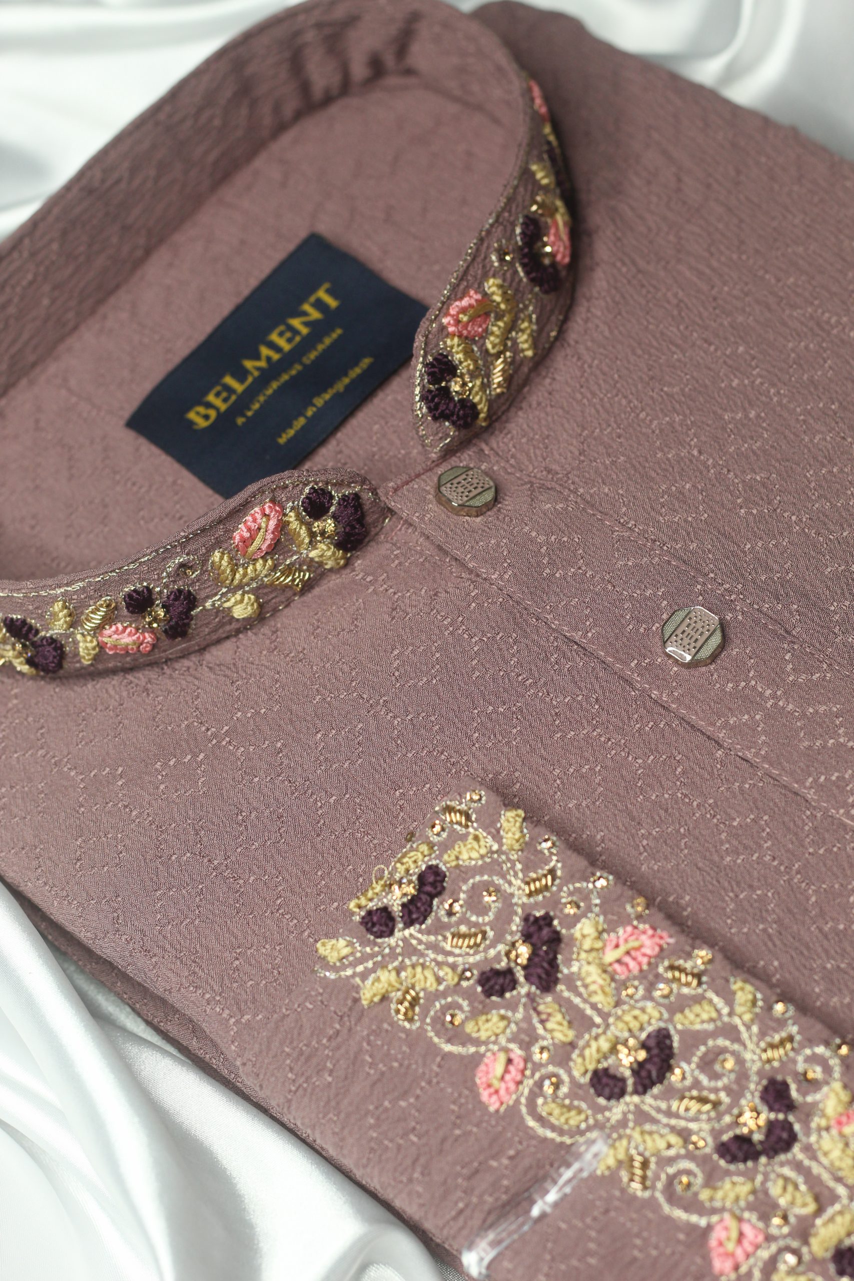 Mauve Zardosi Hand Embroidery Kurta - Image 3