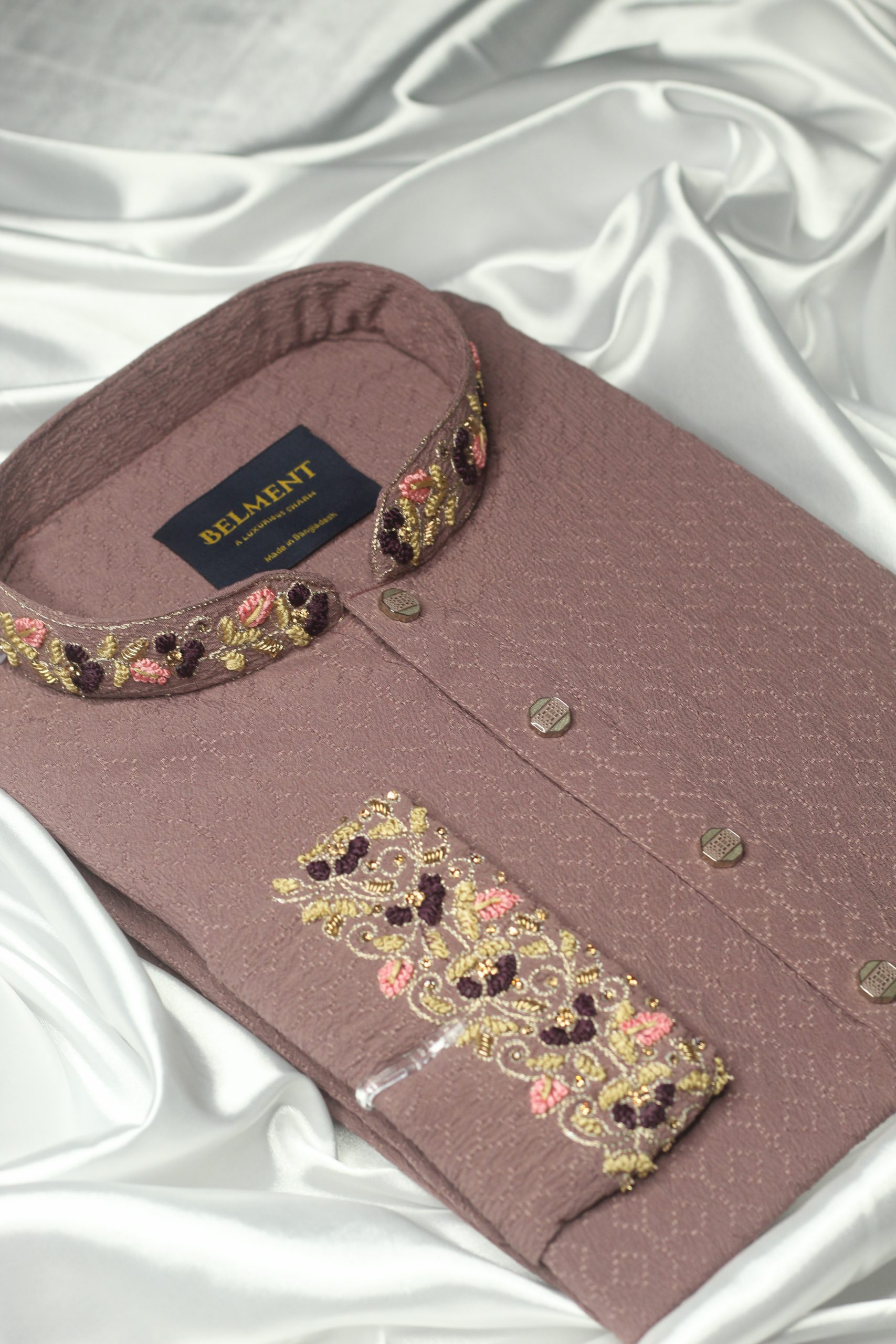 Mauve Zardosi Hand Embroidery Kurta - Image 2