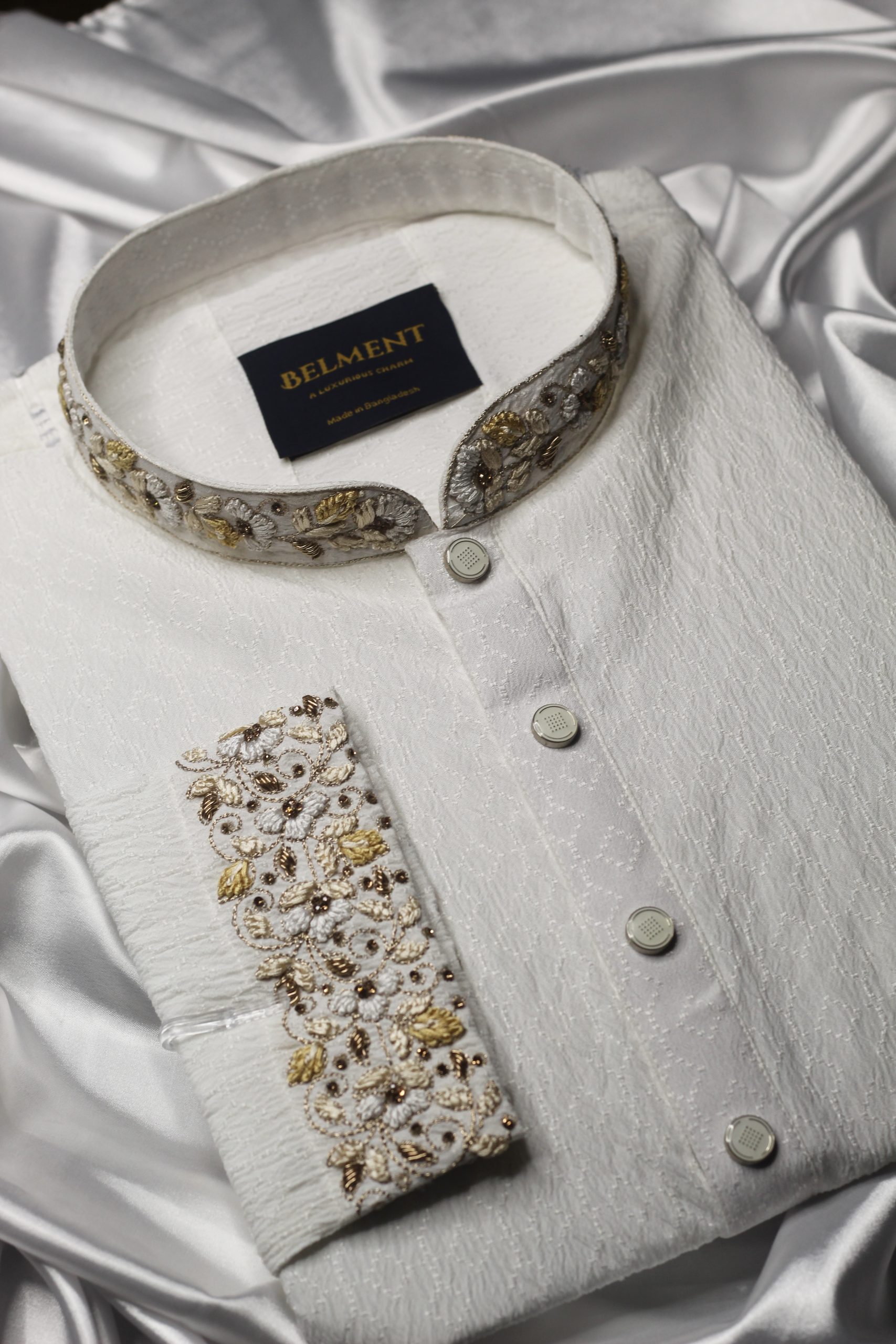 White Zardosi Hand Embroidery Kurta - Image 5