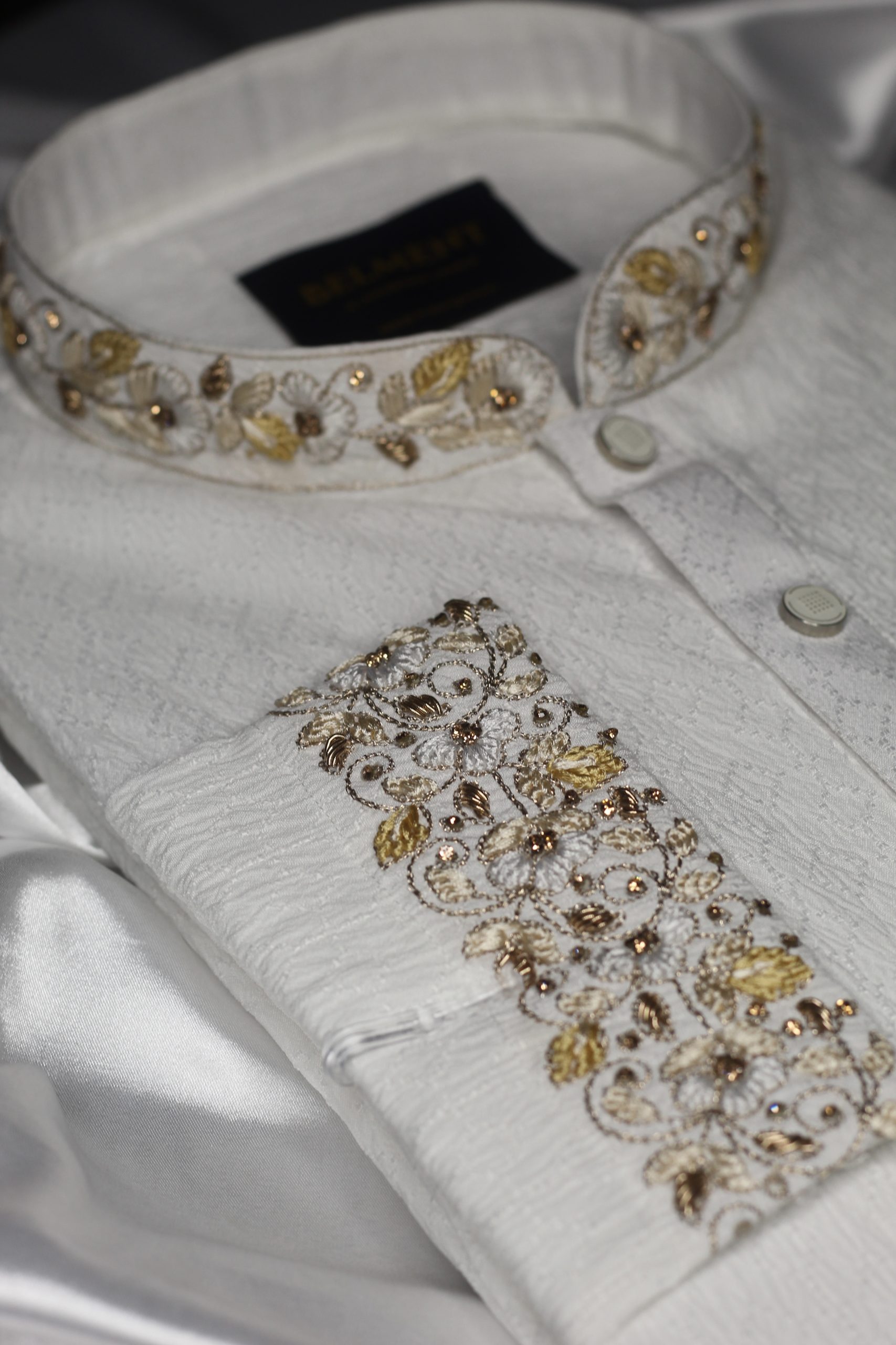 White Zardosi Hand Embroidery Kurta - Image 3