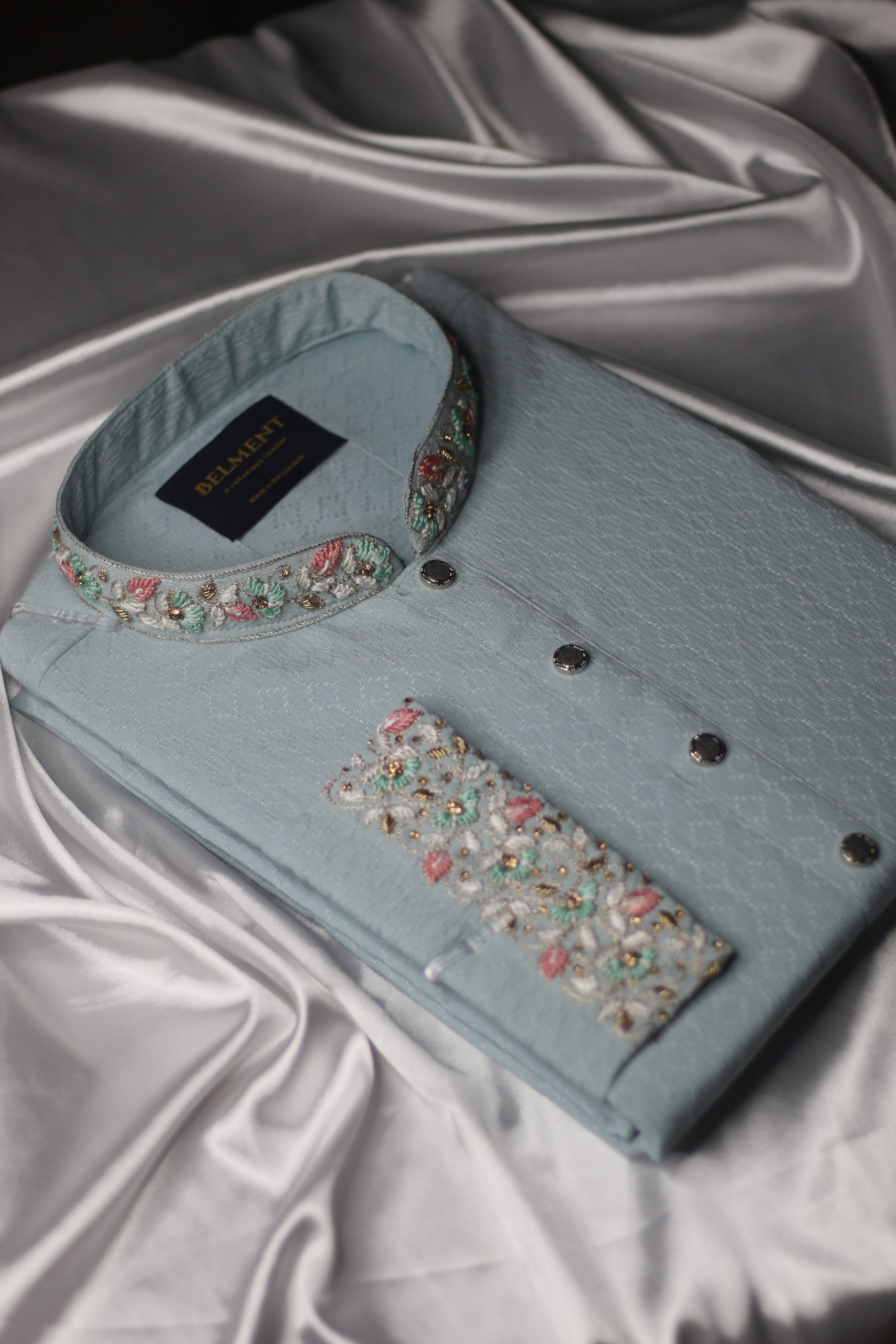 Luxury Sky Blue Zardosi Hand Embroidery Kurta