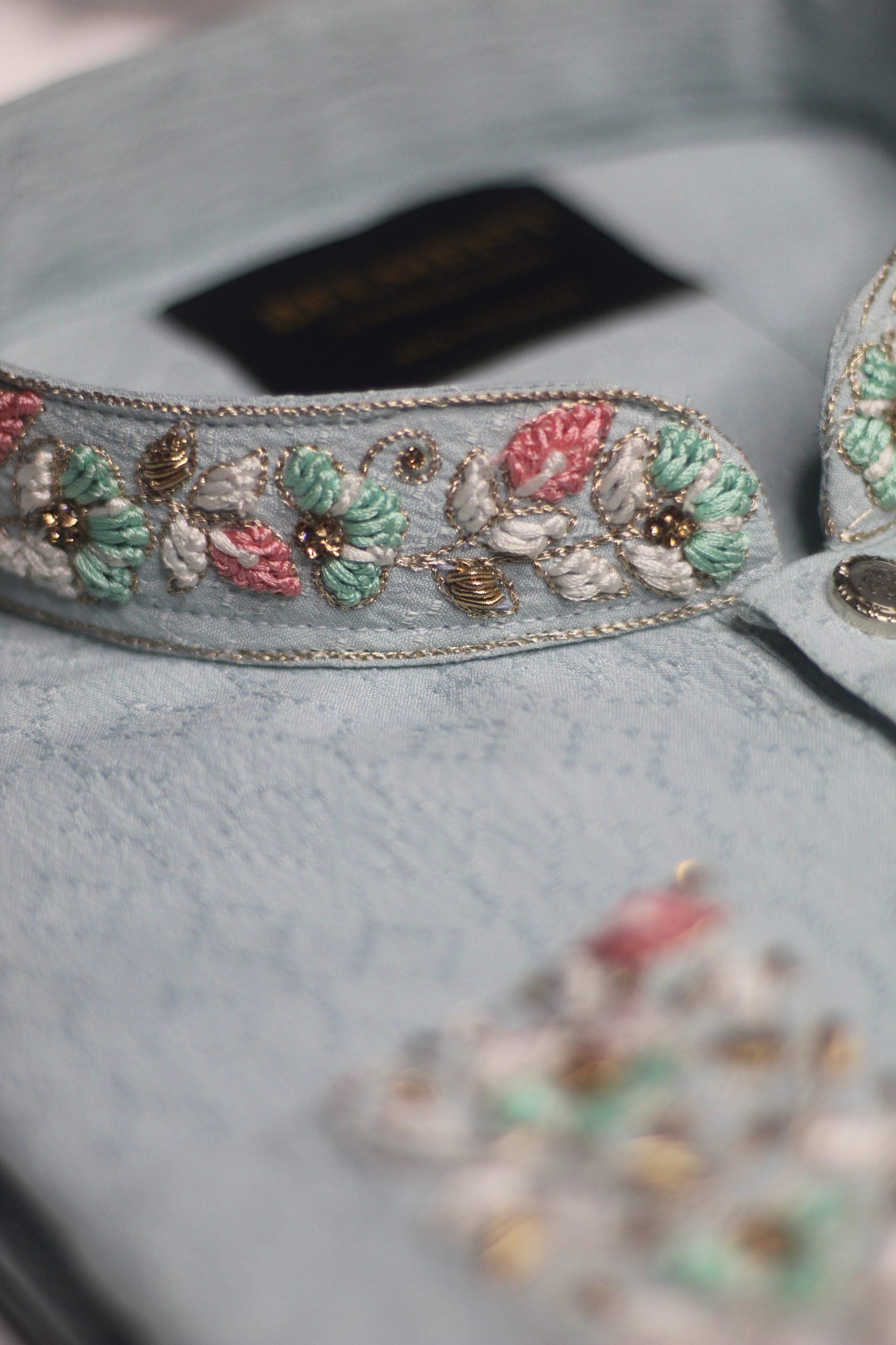 Luxury Sky Blue Zardosi Hand Embroidery Kurta - Image 2