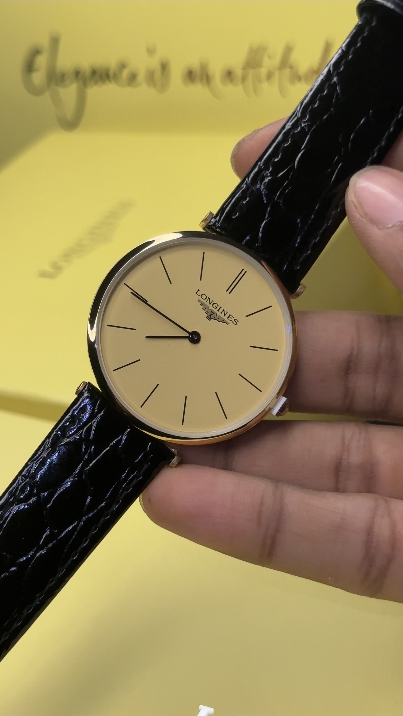 Soft Moon & Black  Crocodile Leather With Longines Orginal box - Image 3