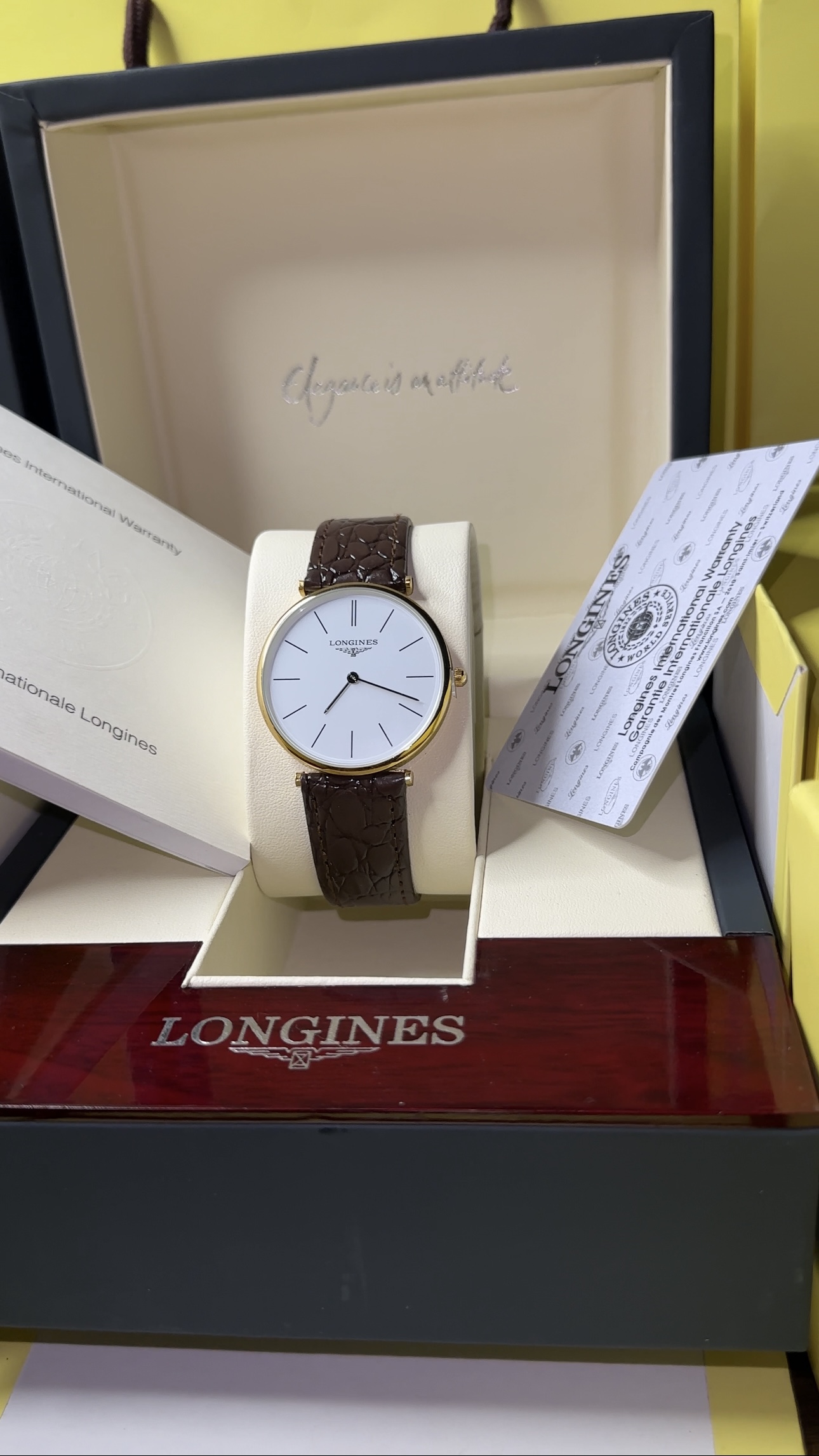 White & Golden border and Leather With Longines Orginal box - Image 2