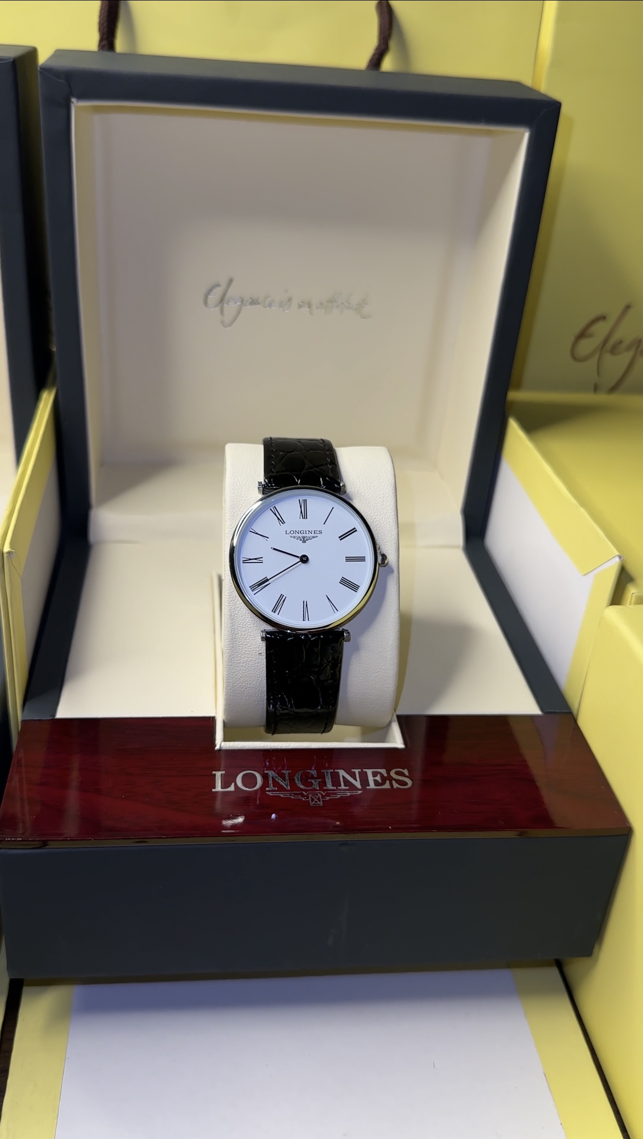 Full White and Black crocodile Leather With Longines Orginal box