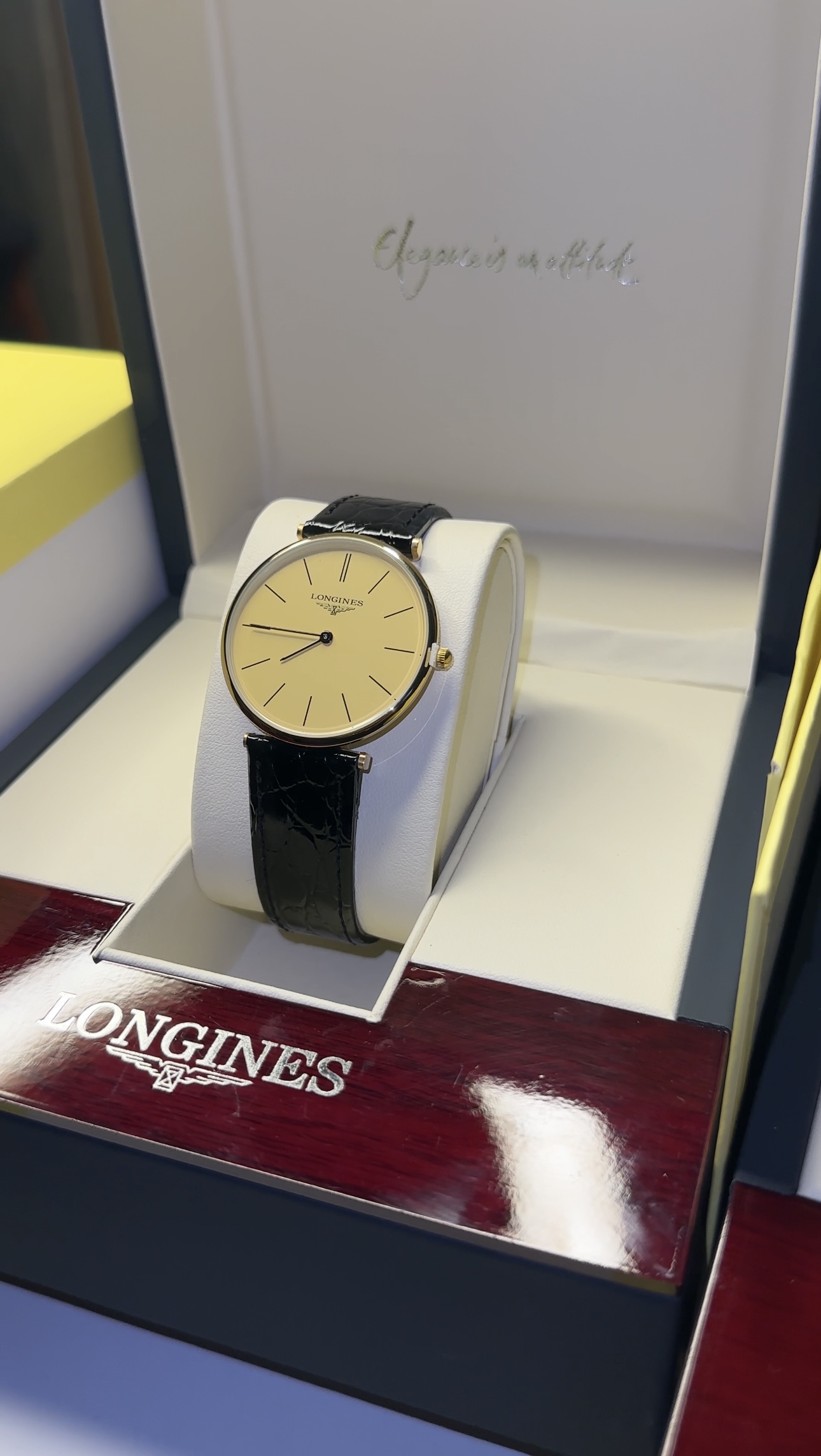 Soft Moon & Black  Crocodile Leather With Longines Orginal box