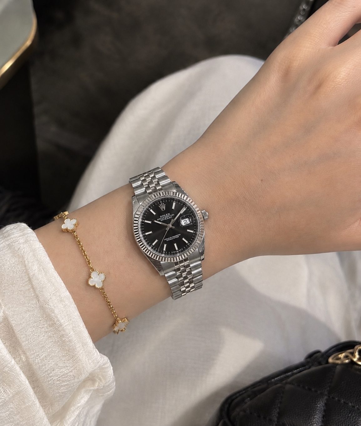 Ladies Black Rolex Date just 34mm with original Rolex box - Image 2
